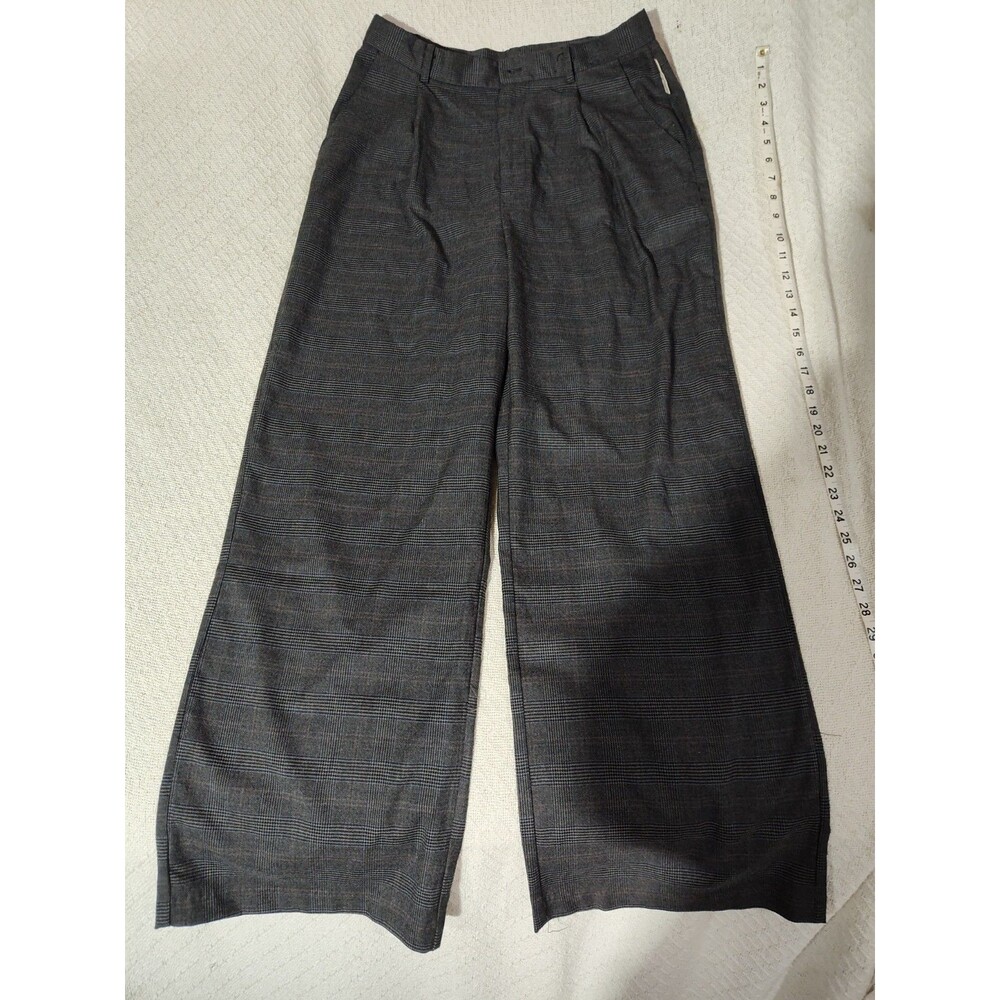 Kyle And Kendall Women's Sz L New Dress Pants Black Gray Checked Wide Leg (771)